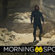 Jason Momoa's Arthur Curry surveys some ruins in a new, all-black stealth version of his Aquaman costume.